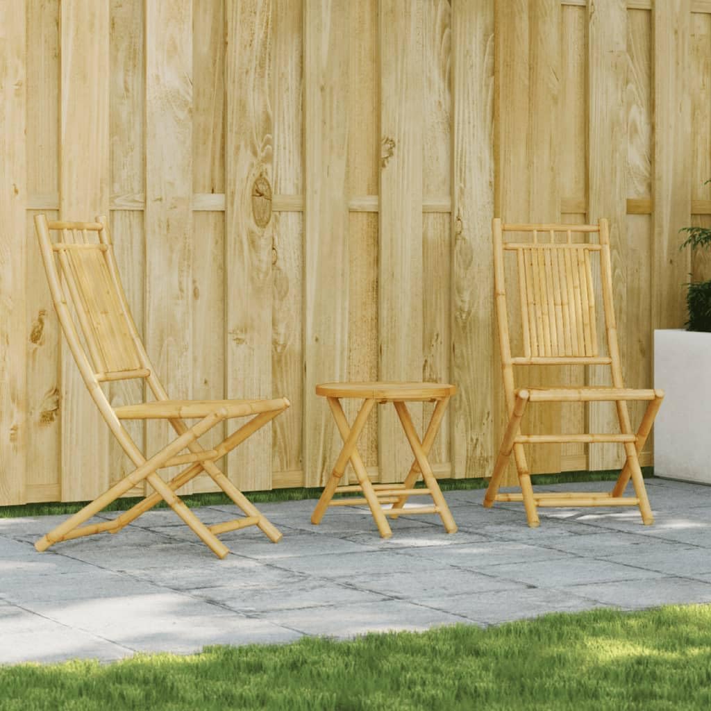 3 Piece Bistro Set Bamboo,Bamboo Bistro Set Foldable Outdoor Furniture for Patio, Garden, and Balcony Furniture Sets for Patio, Lawn & Garden