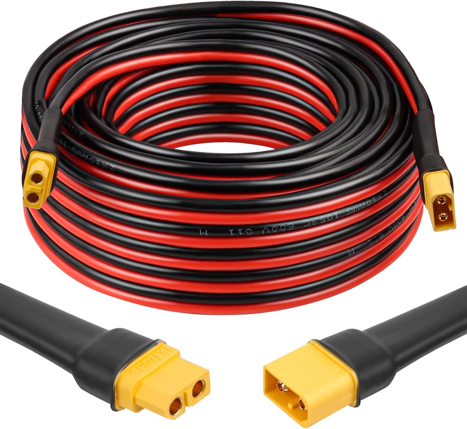 XT60 Extension Cable 40FT, 10AWG Tinned Copper Wire with XT60 Male to Female Connectors, Heavy-Duty Power Cord for RC Models, Drone, and Solar Applications