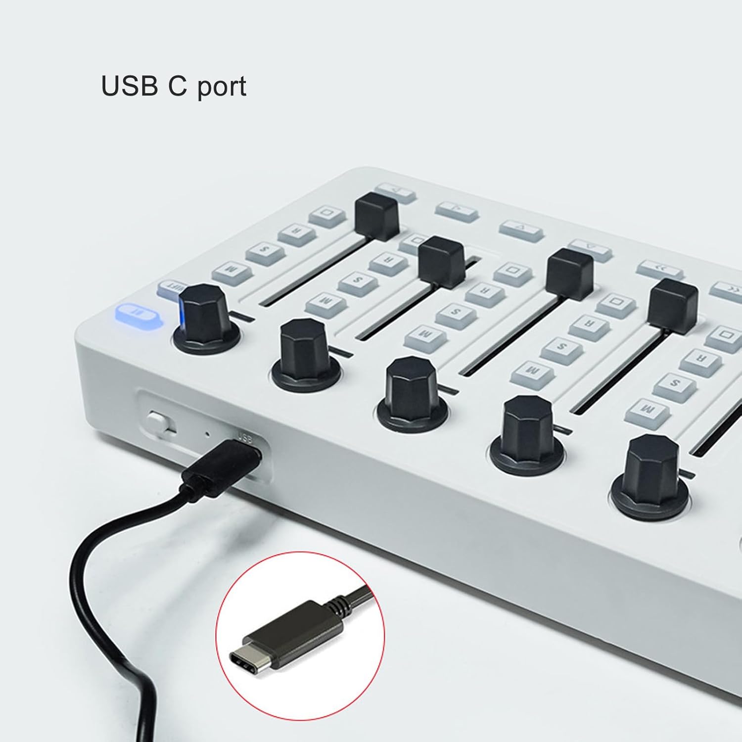 USB Bluetooth MIDI Controller Mixer Wire Less MIDI Mixing Console 360 Degree Rotating Encoders Midi Keyboard 8 Push Buttons 43 Control Keys 8 Knobs