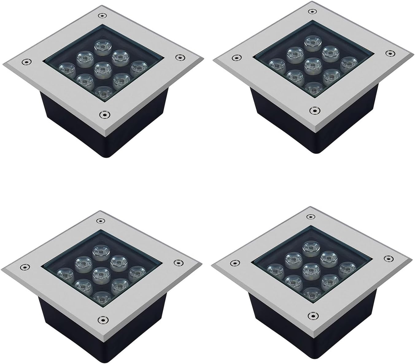 4 Pack Square Buried Lamps IP66 Waterproof Embedded Underground Light AC85-110V Outdoor Ground Lights for Walkway, Garden, Terrace, Street Landscape Light