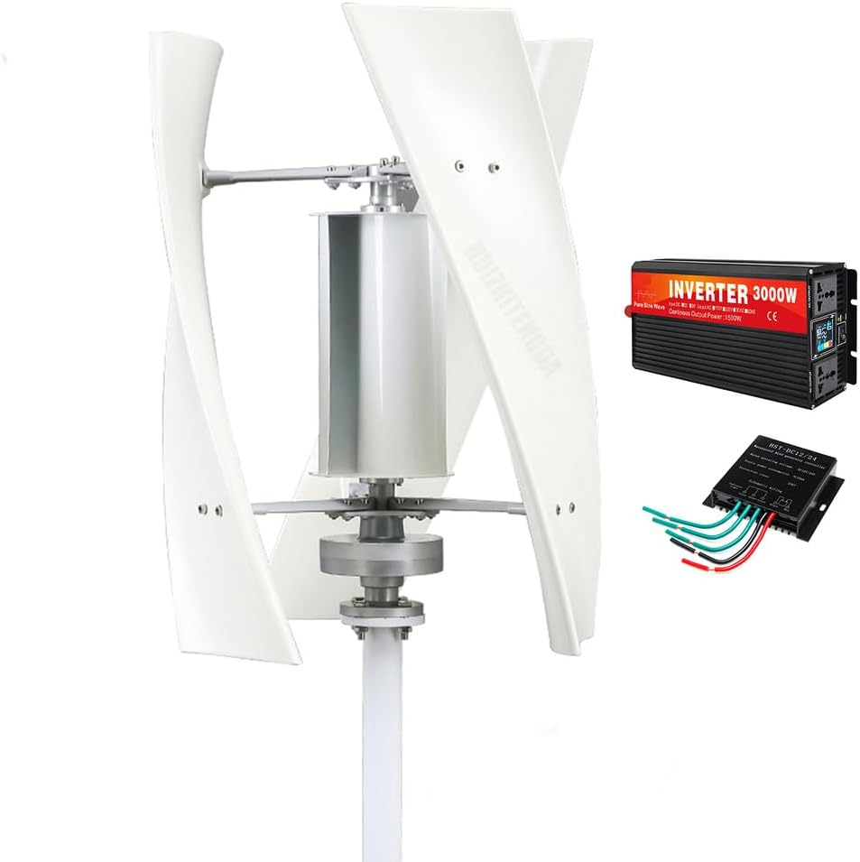 3000W Vertical Coreless Wind Generator Kit 220V 48V 24V 12V Wind Turbine Energy Generator with 220V Voltage Inverter Converter for Residential Use, Off-Grid Systems,12v