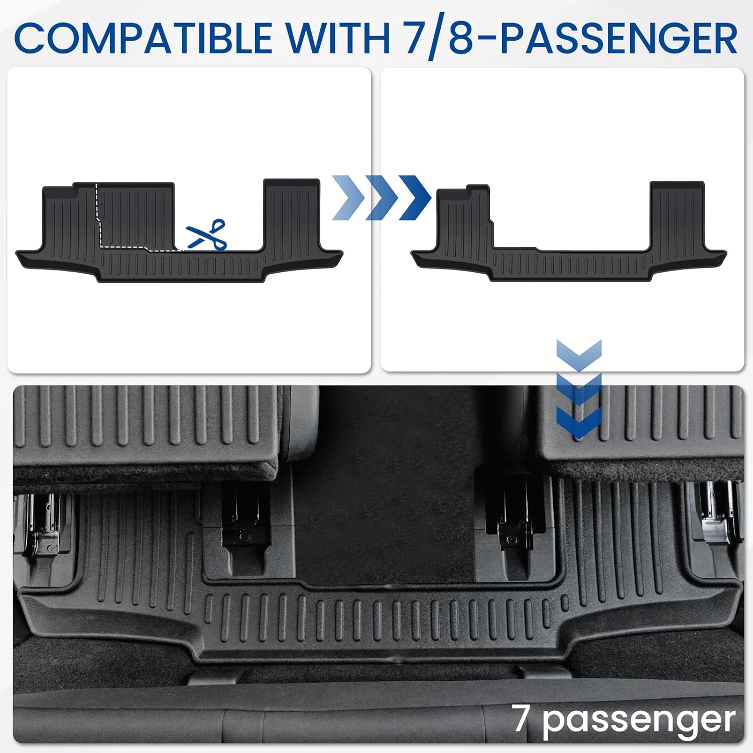Floor Mats Cargo Mat Set for 2022-2025 2026 Nissan Pathfinder 7/8 Seats Car Mat Accessories, All Weather TPE Cargo Liner Backrest Mat Trunk Lower Mat Door Sill Protectors(Floor Mats Set)