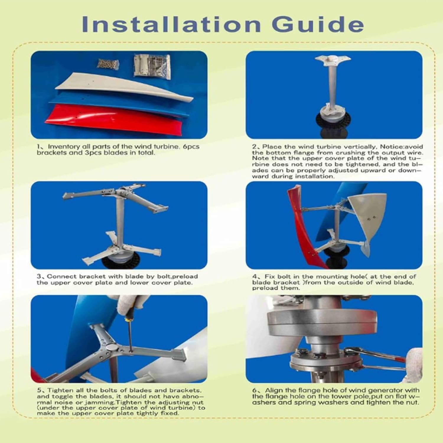 24v, Vertical Wind Turbine Generator, 6000W12V/24V/48V/220V Magnetic Levitation Technology, with Inverter, Ideal for Home & Street Lighting Solutions