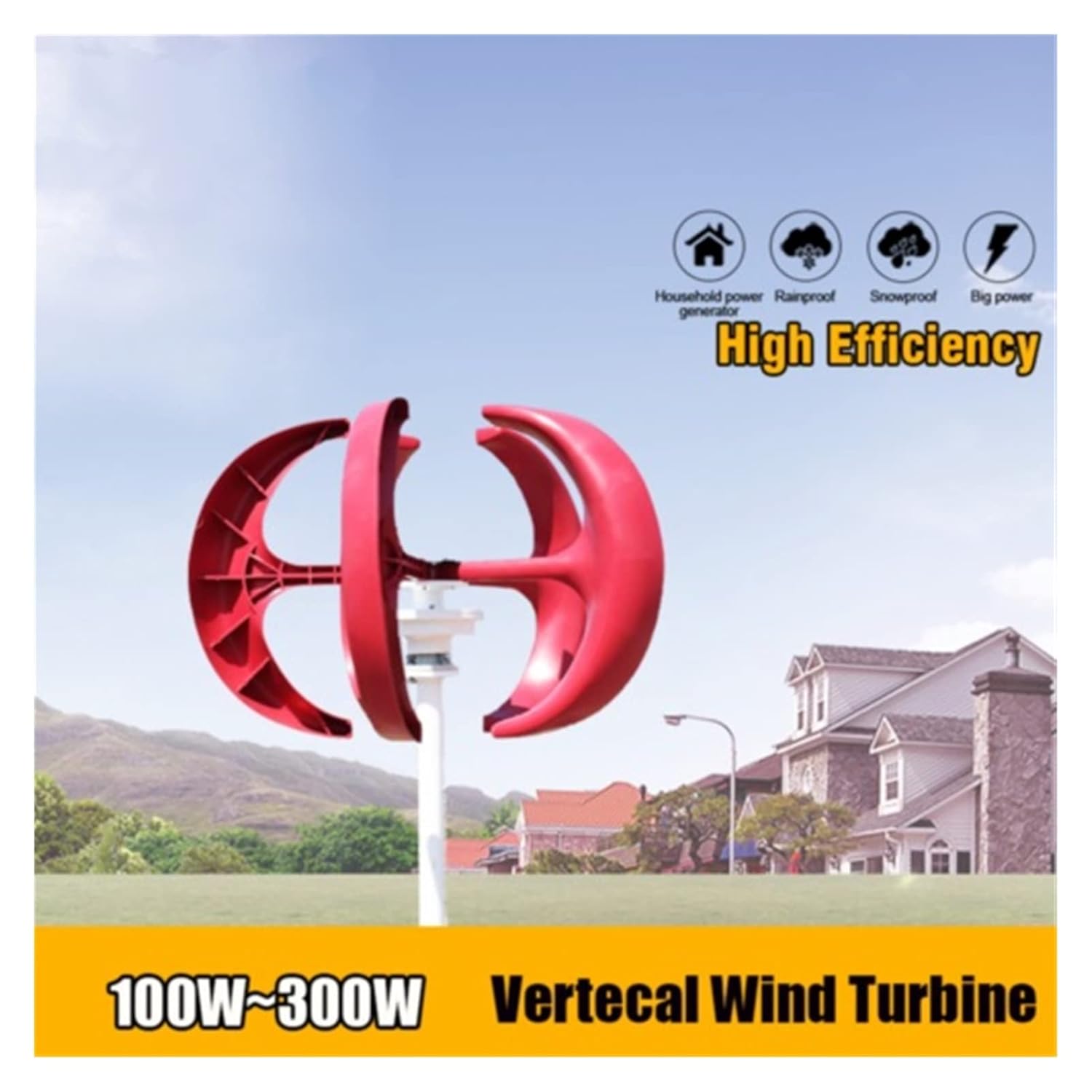 Wind Turbine Generator, 100w 200w 300w 5 Blades Vertical Axi Wind Turbines Generator Lantern 12V 24V Wind Turbines Kit - Onshore Wind(White,24V_100W)
