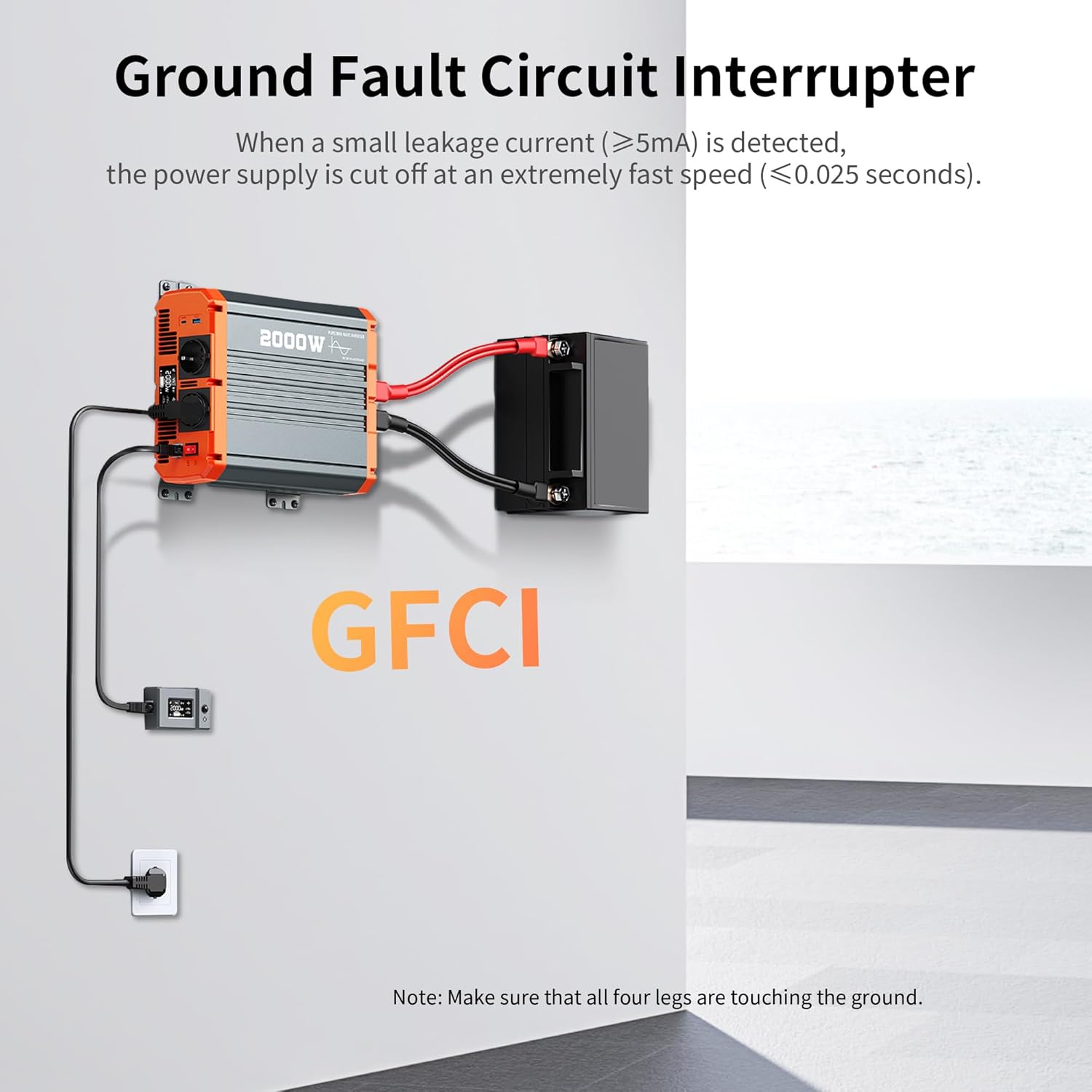 2000W Pure Sine Wave Inverter,12V DC to 110V AC Power Inverter for Vehicles RV,Truck,Car,Solar Off-Grid Converter with 2 AC Outlet,27W Type-C,5V 3A USB-A,Hardwire Port，16ft Remote Controller