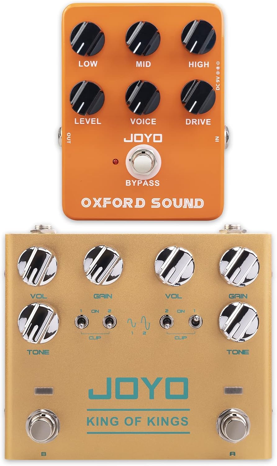 JOYO R-20 Dual Crunch Pure Analog Overdrive Effect Pedal and JF-22 Orange Amplifier Simulator Distortion Pedal