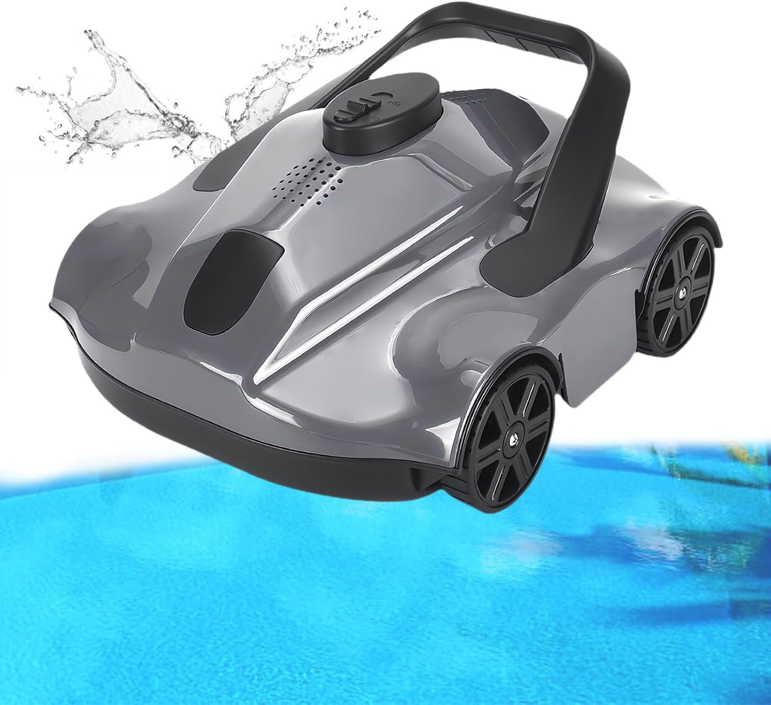 Fully Automatic Route Planning, Above Ground and Underground Pool Robot Vacuum Cleaner, Equipped with Dual Drive Motors and Dual Suction Ports, Suitable for Leaves, Hair, Sand, Etc.,Grey
