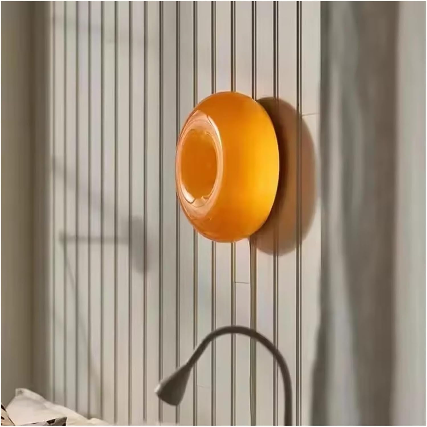 Design Donut Wall Lamp Glass Wall Sconce Living Room Bedroom Bedside Hallway Staircase Balcony Home IndoorDecor Lighting Fixture,Natural Style