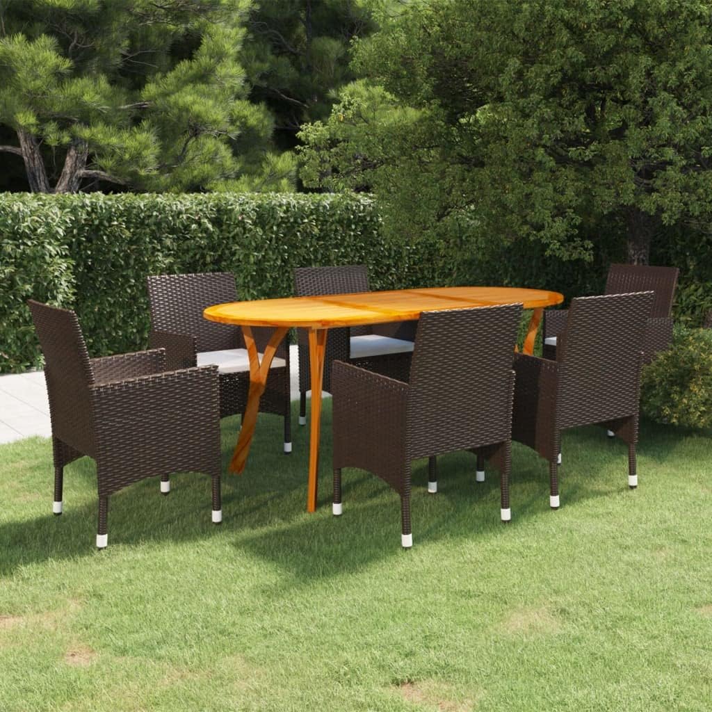 Patio Set 7 Piece Patio Dining Set Brown