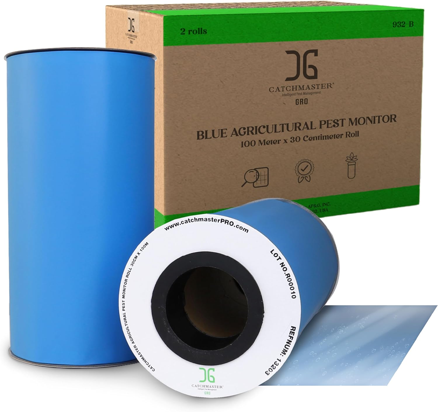 Catchmaster XL Premium Fly Glue Trap Roll 2PK Dual Sided Sticky Fly Roll, Gnat Fruit Fly Trap for Greenhouse, Garden, Farm, Pest Control Gardening Supplies, 328' x 12