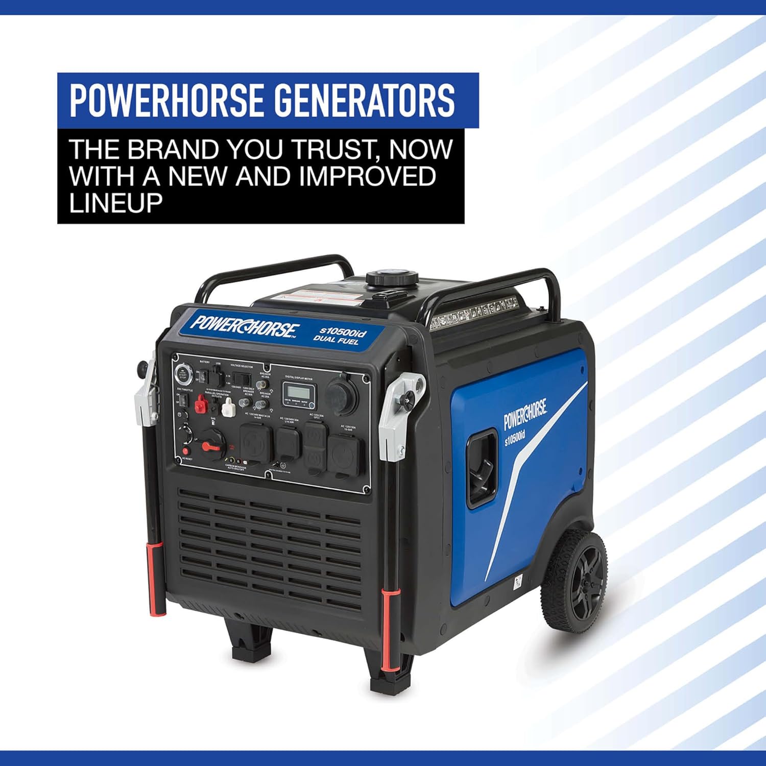 Powerhorse Inverter Generator - 10500 Watts, Dual Fuel, Remote & Electric Start, CO Monitor & Shutoff
