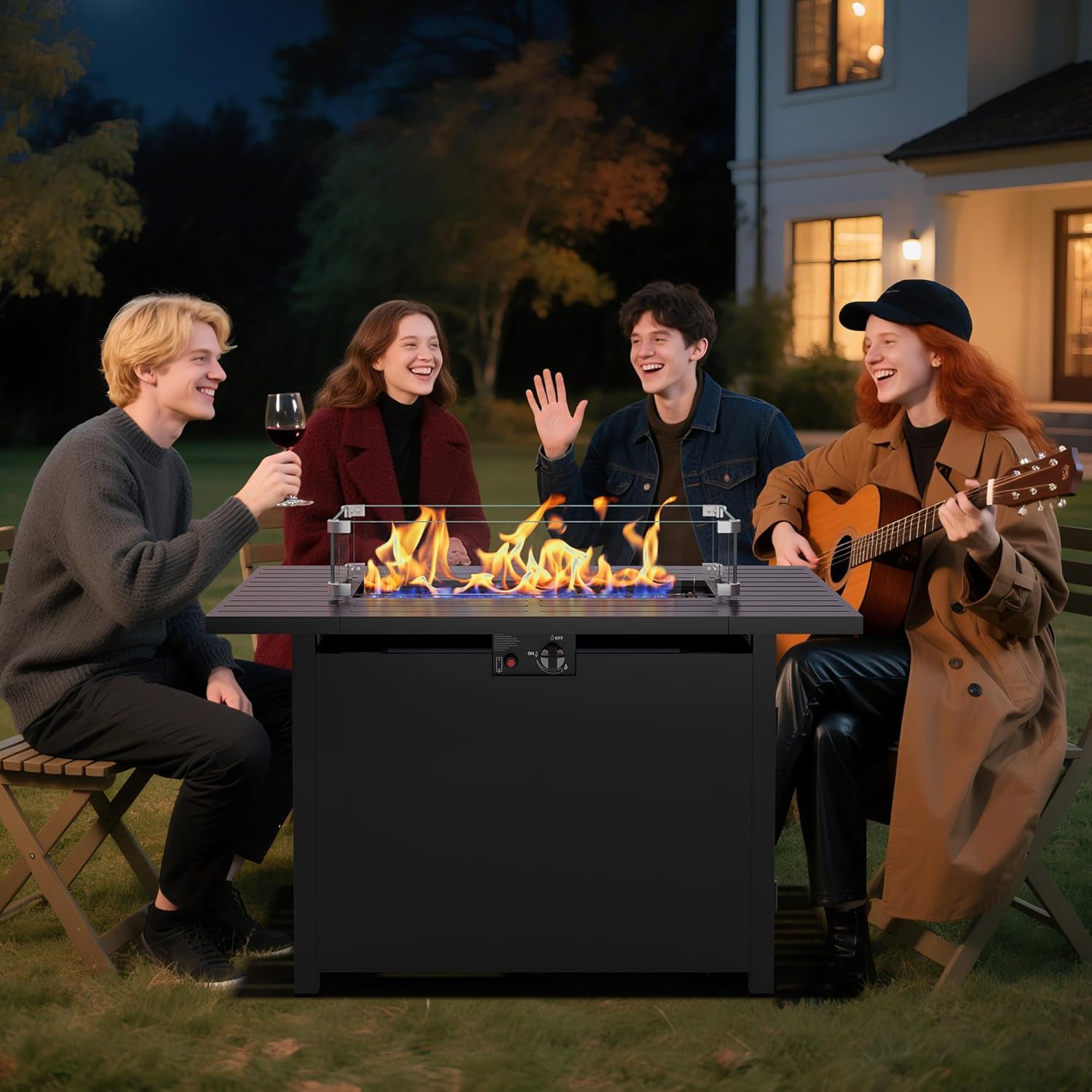 Wisteria Lane 43 Inch Propane Fire Pit Table, 50,000 BTU Gas Fire Pit for Outside, Outdoor Fire Pit with CSA Certification for Patio Deck Backyard Balcony Garden