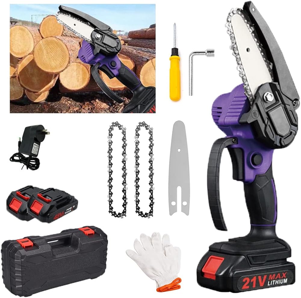 Mini Chainsaw,Cordless Chainsaw,4 Inch Cordless Battery Powered Chain Saw,Lightweight Handheld Chainsaw, Handheld Chainsaw,Handheld Small Chainsaw for Wood Cutting Tree Trimming