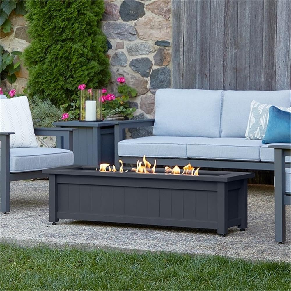 Real Flame Ortun Rectangle Propane Fire Table in Gray