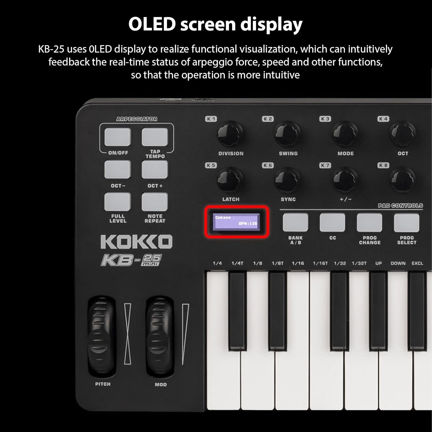 USB MIDI Keyboard, 25 Key Controller Beat Maker Machine Beat Maker Machine Keyboard Portable Arranging Strike Pad USB 5V Power Supply for Music Production