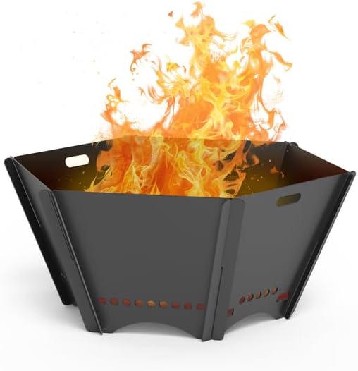 Tarter Large Outdoor Fire Pit - 7-Piece Hexagonal Wood Burning Fireplace for Camping & Bonfires - Portable & Easy Assembly Design - Heavy Duty & Durable Sheet Steel, Powder Coated Finish