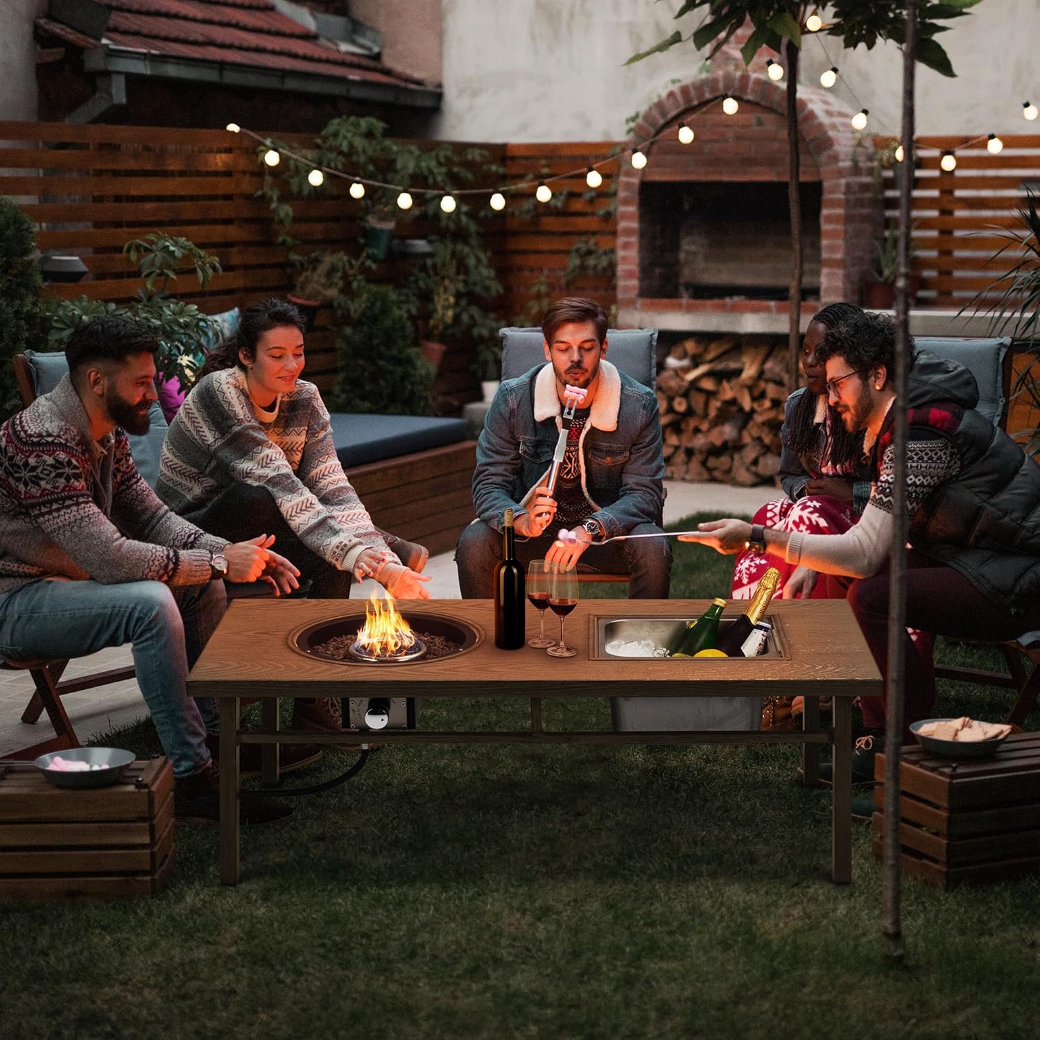 Green4ever Aluminum Propane Fire Pit Table, 47