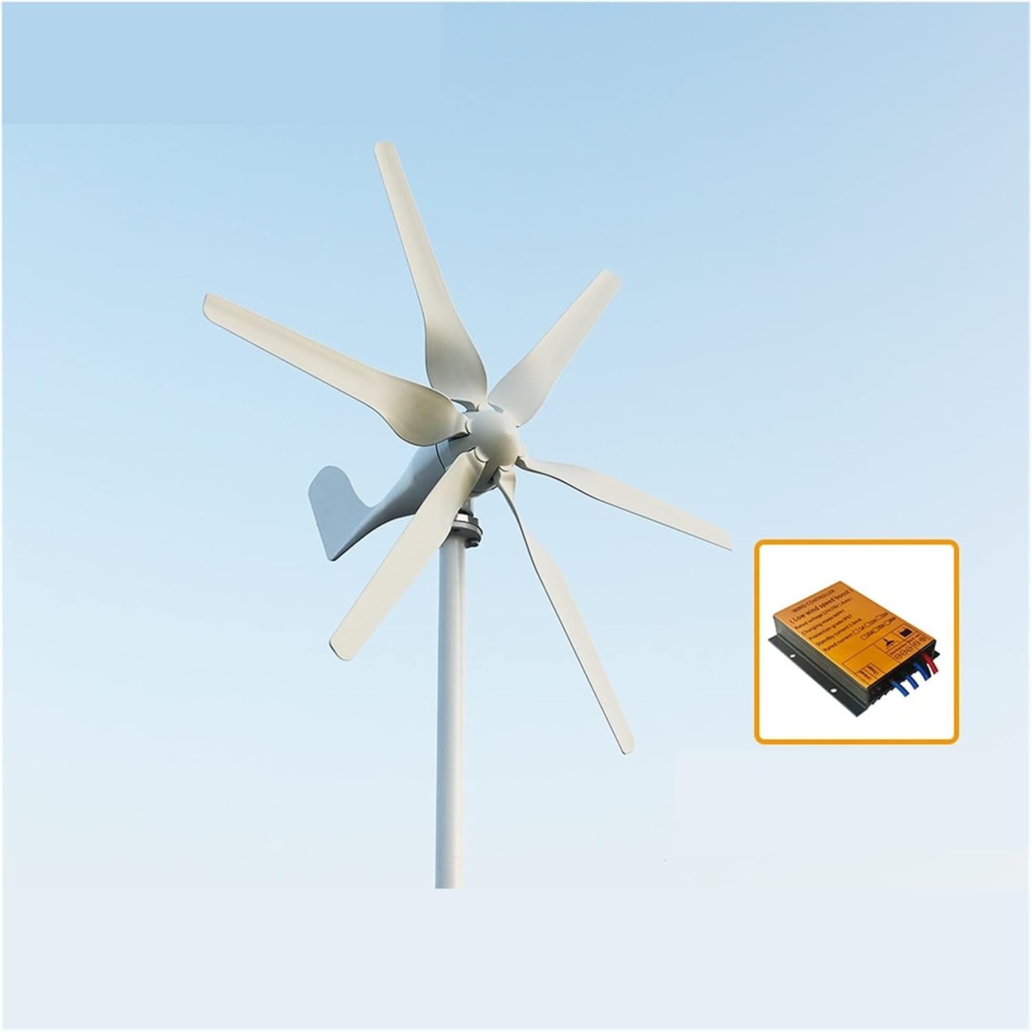 Industrial Wind Turbine Generator Wind Turbine 6 Blades 800W 12V 24V Wind Turbine Generator Windmill with PWM Controller Homeuse Solar and Wind Power Parts(with MPPT Controller,12V_800W)
