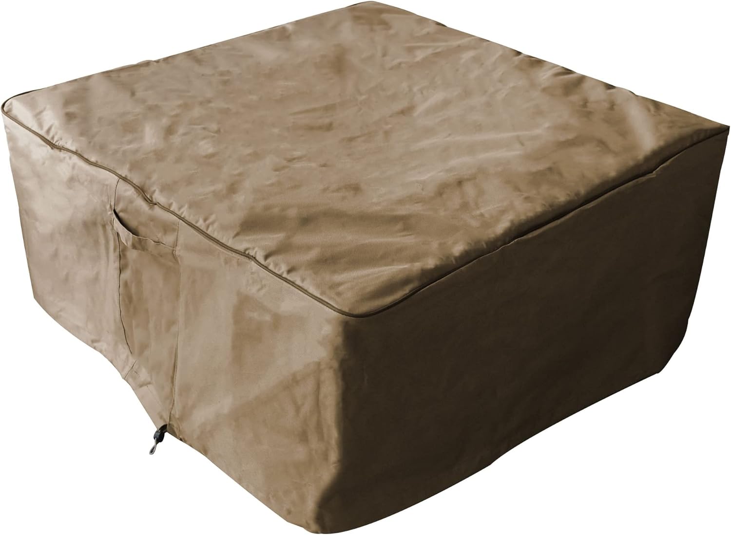 Elementi Manhattan 36' Concrete Natural Gas Outdoor Firepit Table, 22' Square Tempered Glass Wind Screen, and Stainless Steel 21' Firepit Table Cover, Natural Gas - Fire Pit/Table Cover/Wind Screen