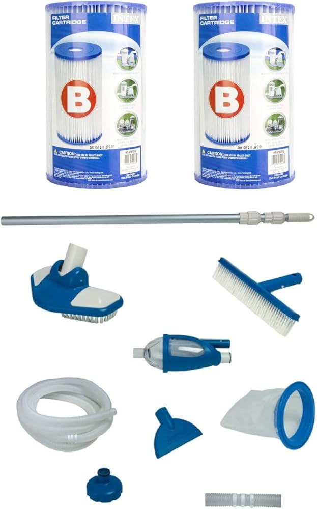 Intex Deluxe Pool Maintenance Kit w/ Intex Pool Replacement Filter (2 Pack)