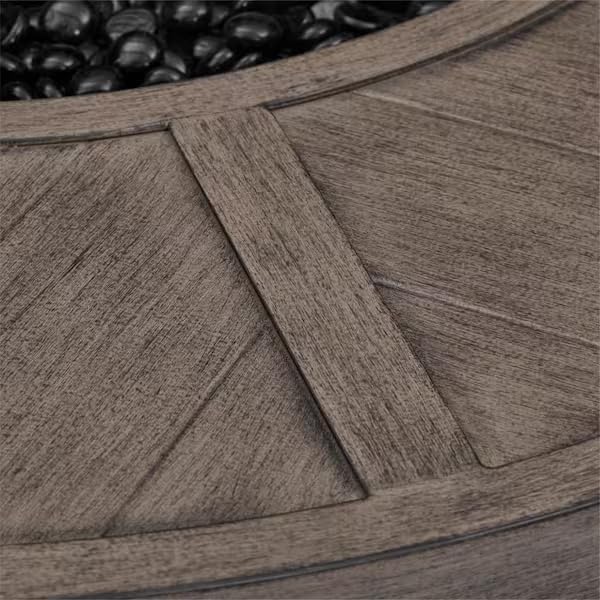 LYTIO 36 Inch 55000 Btu Brown Steel Propane Outdoor Fire Pit with Fire Glass | Adjustable Temperature | Powder-Coated Steel Frame | Rust-Resistant | Crystal Glass Beads Included