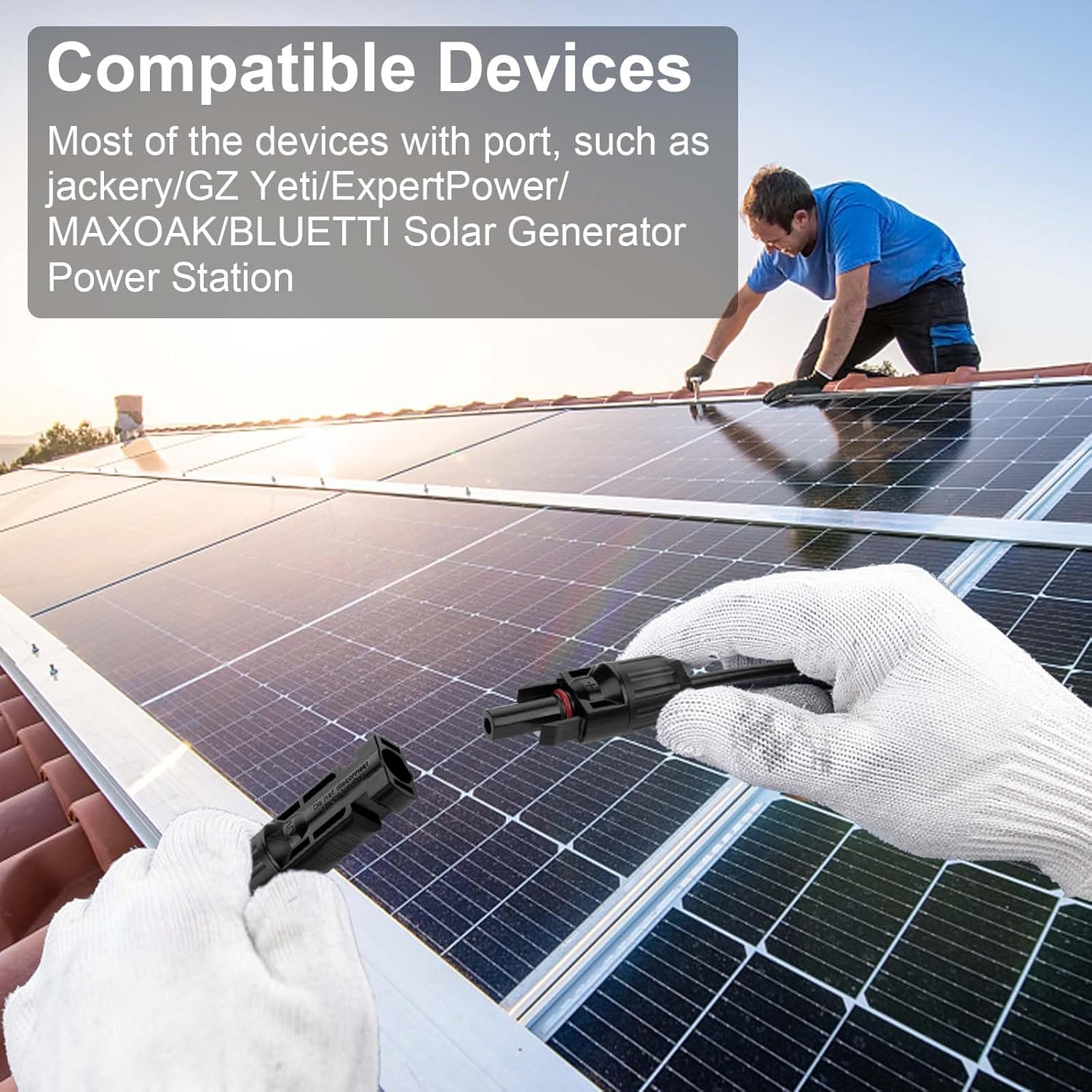 50FT 10AWG Solar Panel Extension Cable with Female and Male Connectors, Solar Cable for Solar Panels, Charge Controllers and Solar Generator (10AWG, 50FT)