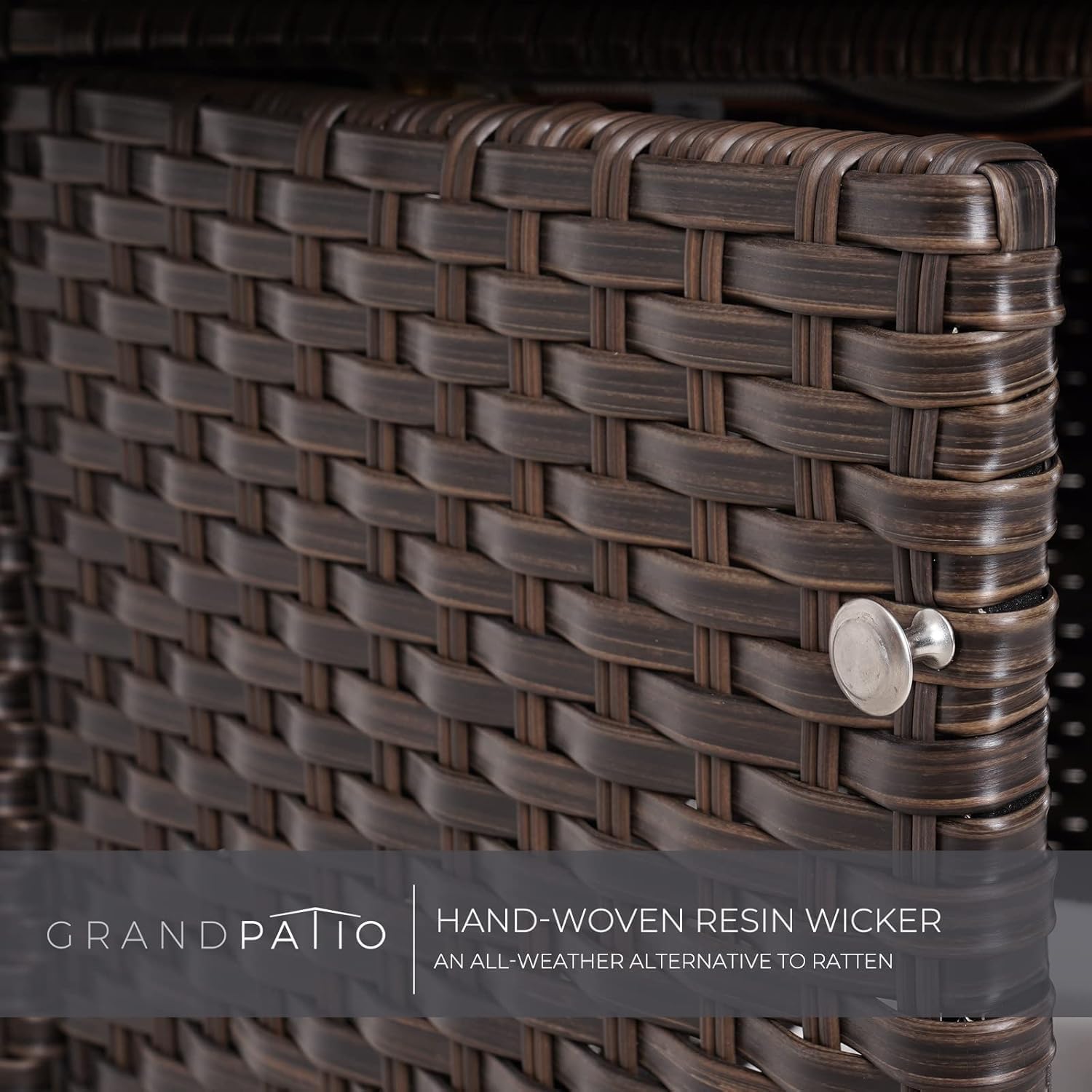 Grand patio 5-Piece Outdoor Furniture Conversation Sets with 43-Inch 50000 BTU CSA Safety Approved Gas Fire Pit Table Rectangle Propane Fire Pit with Ceramic Tile Top and Wicker Base