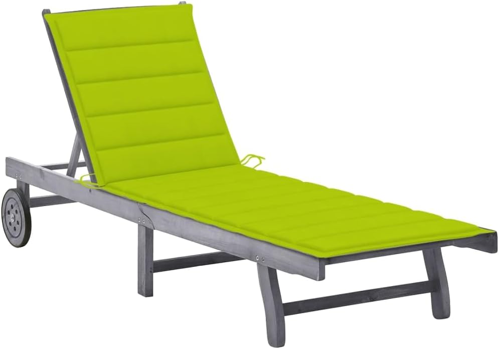 Patio Lounges Patio Sun Lounger with Cushion Gray Solid Acacia Wood