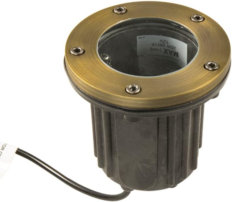12V Brass In-Ground Well Light (Open Top) with 5W 2700K Warm White MR16 LED Bulb & PVC Sleeve for Low Voltage Landscape Lighting of Outdoor Pathway, Garden, Shrubs, Columns or Trees