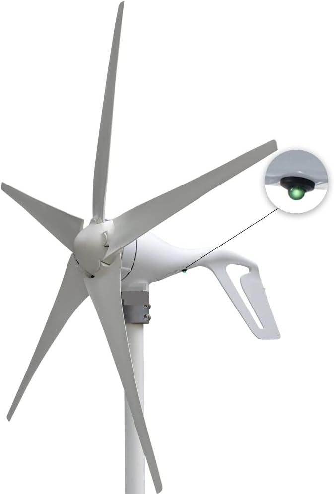Wind Turbine, 600W Or 400W 12V 24V Wind Turbine Gennerator 3/5 Blades 12M/S Low Speed Windmill LED Indicate Light Wind System(12V)