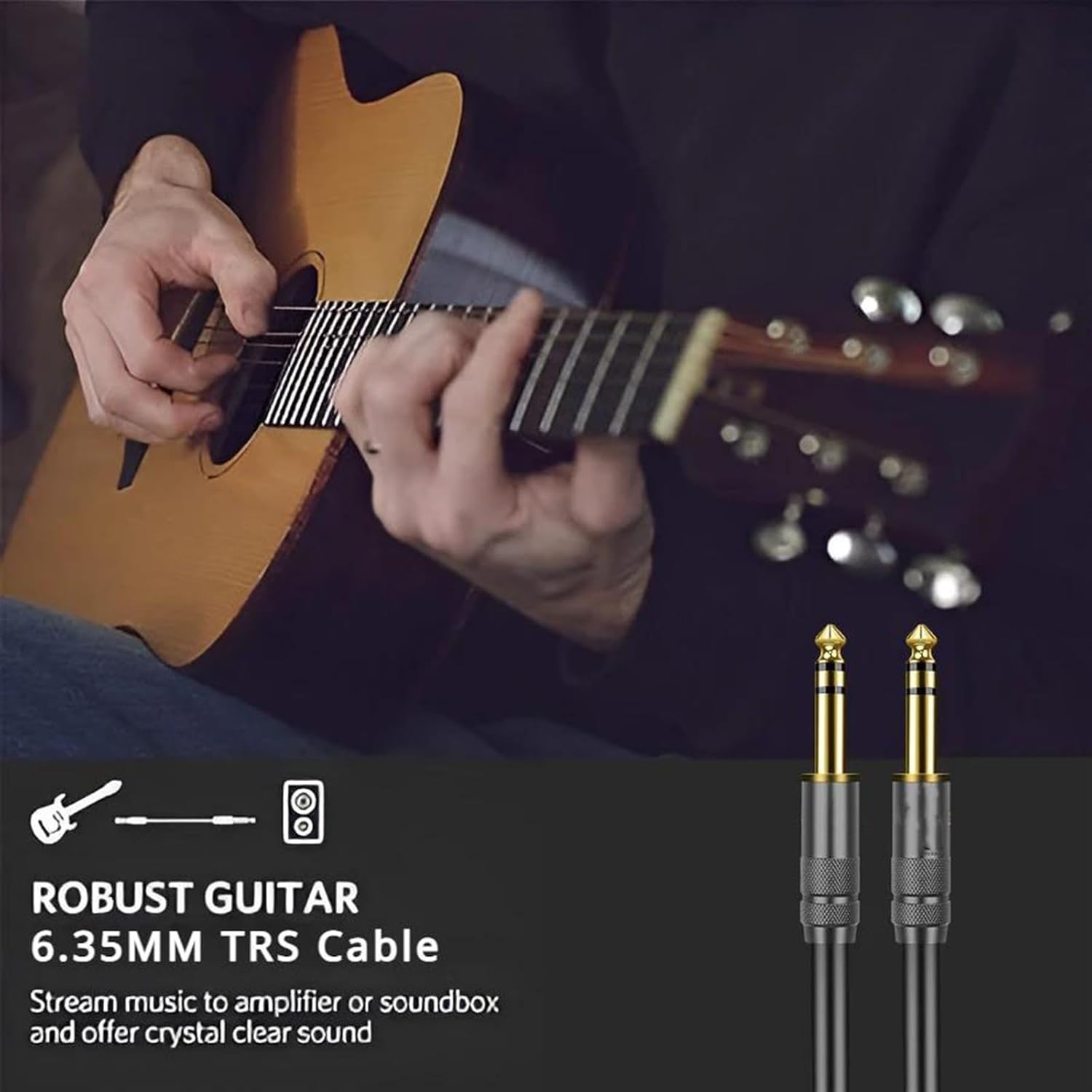 Pro Audio Cable 1/4 Inch Straight Instrument Cord 6.35mm to 6.35mm Stereo Professional Guitar Cable for Guitar Amplifier(TRS,15m)