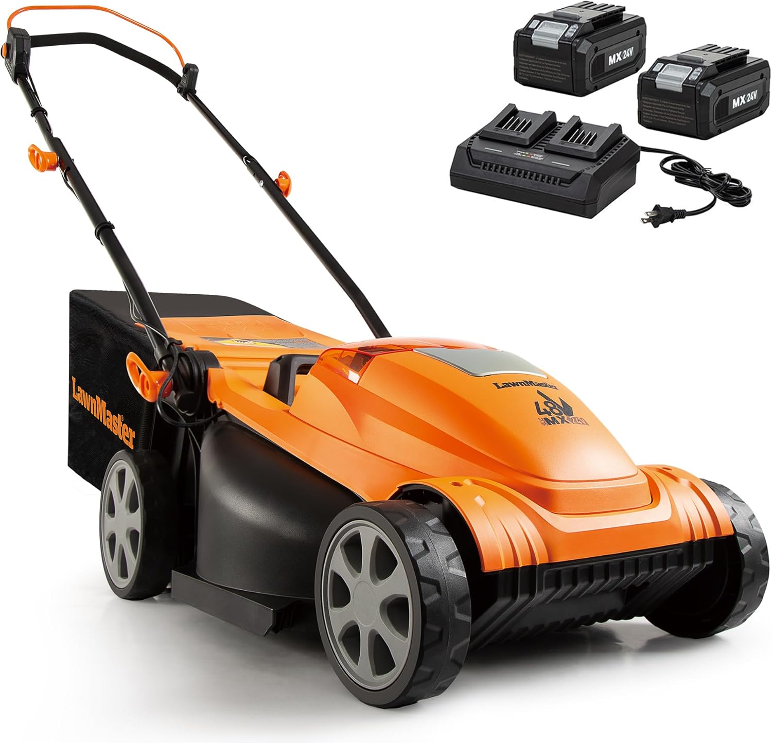 LawnMaster CLMF4815E 48V MAX* 15-inch Brushless Cordless Lawn Mower with 2X24V MAX* 4.0Ah Battery and a Dual Charger