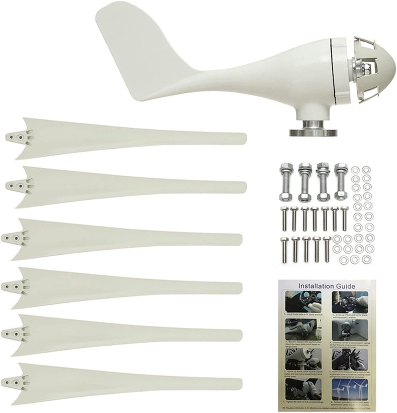 Wind Power Turbine Generator 6000W Small Home Wind Turbine Generator Windmill Fit For Street Lamps,Monitoring Boat Free 10kw 10000W WithController (Color : White, Size : WITH CONTROLLER_12V)