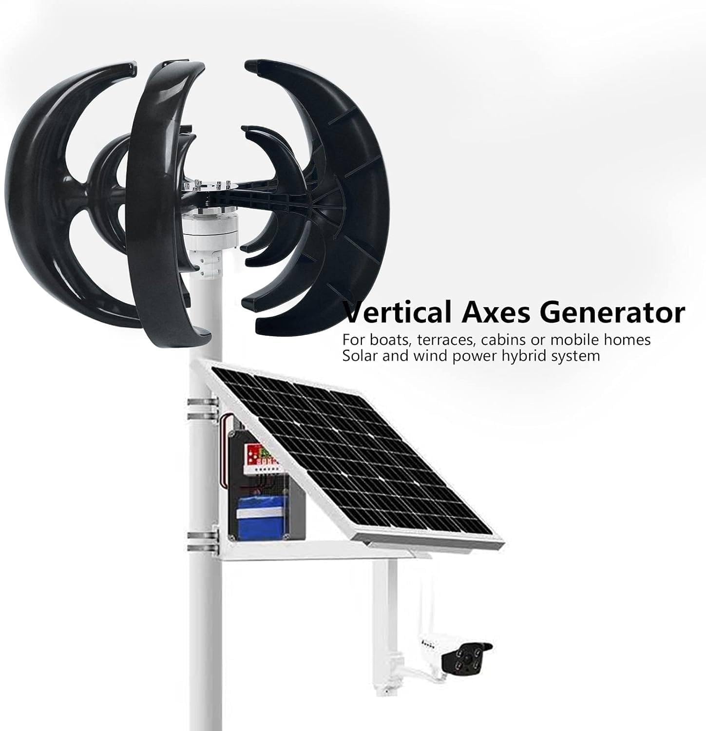 DIY Vertical Axis Wind Turbine Kit - 12V Black Wind Power Generator with Three-Phase Permanent Magnet, Eco-Friendly Windmill Model for Kids, Educational Night Light Project