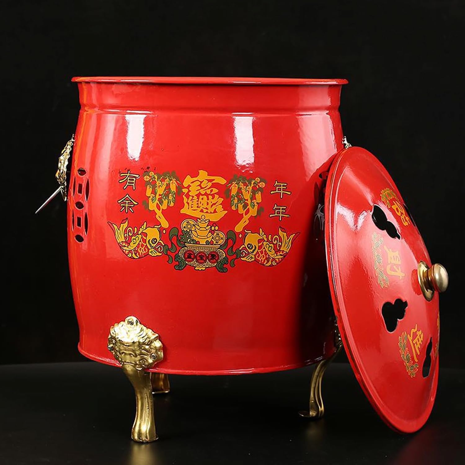 Fire Pit, Burn Barrel, Galvanized Trash can, Including Tripod, Fire Hook, for Garden Paper Leaf Trash Wood Backyard Bonfire(30cm/12in)