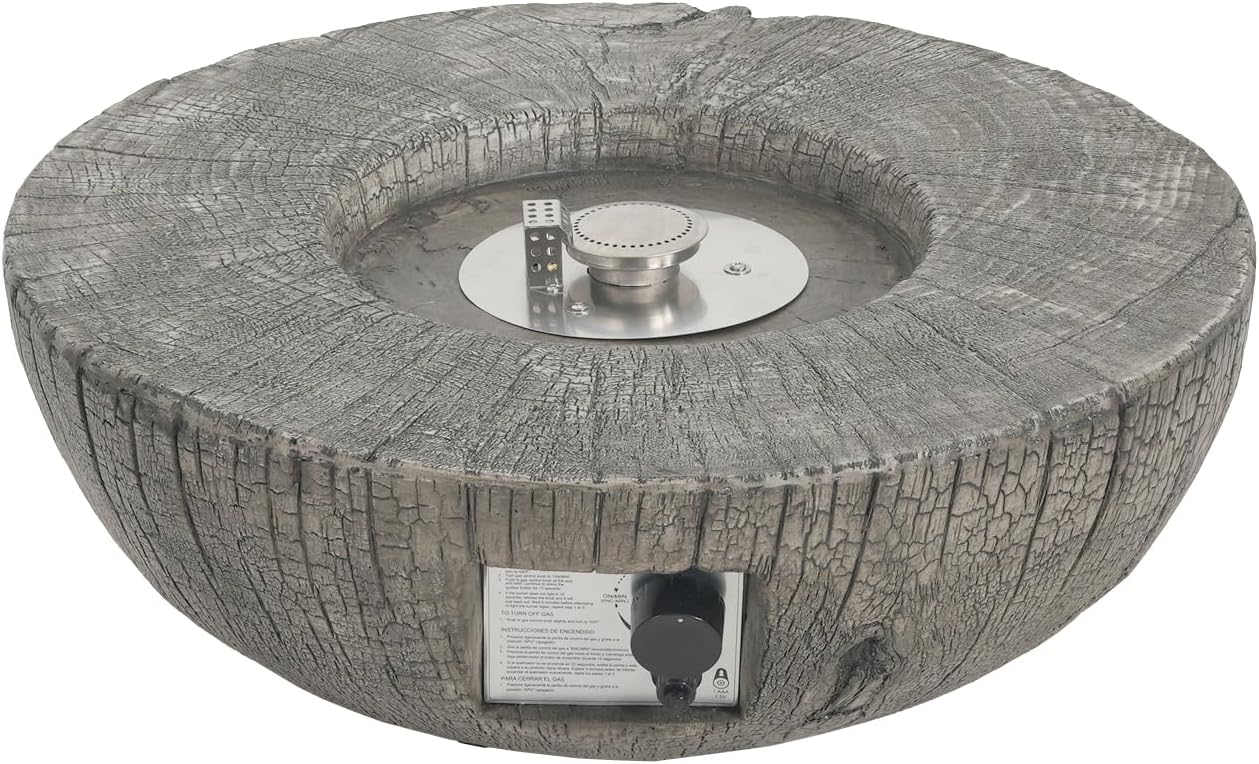 Patio Propane Fire Pit, 30,000Btu, Light Grey (Tank Cover Not Provided) Magnesium Oxide Light Grey Efficient and Warm Outdoor Lawn Cozy Gatherings