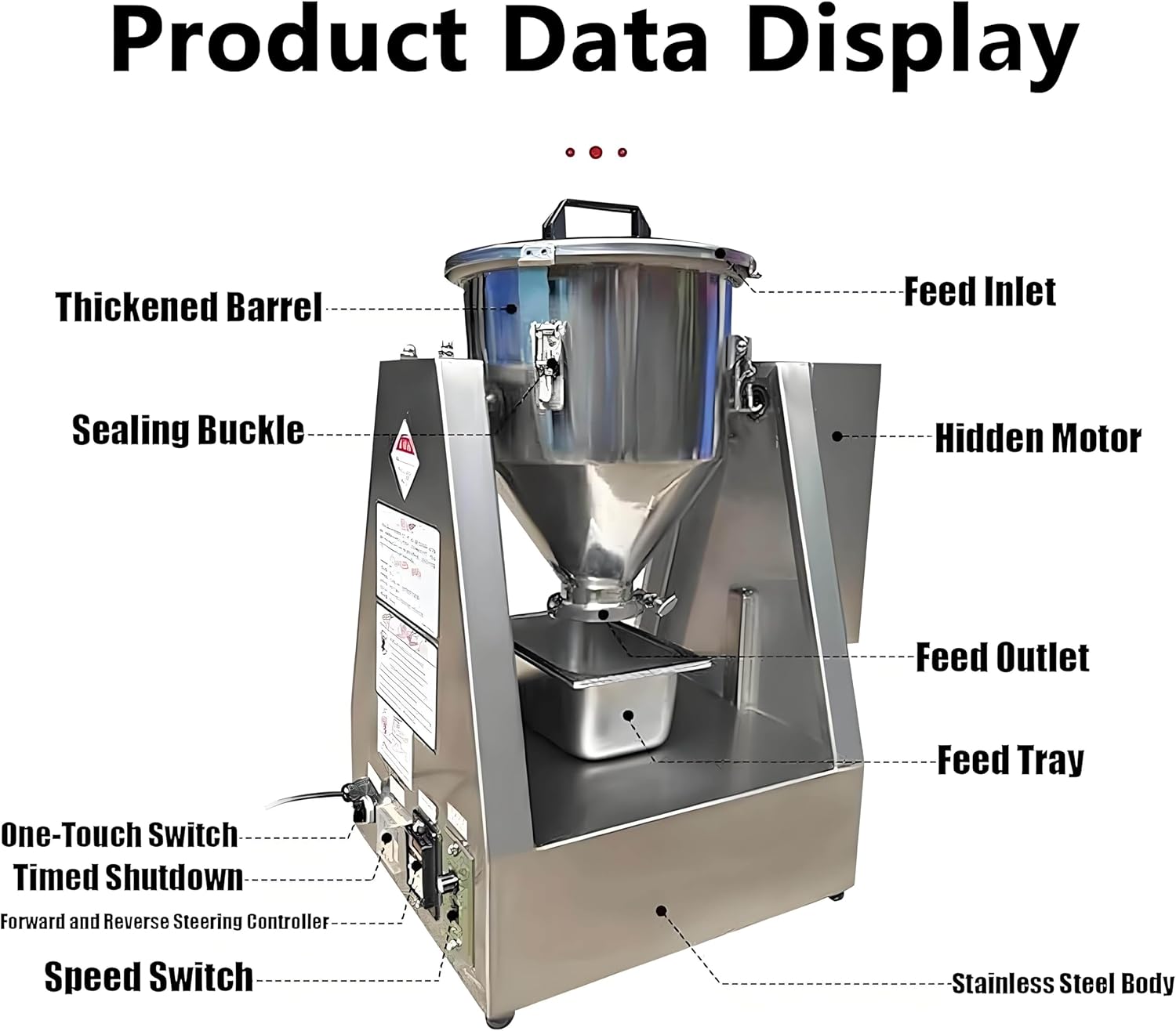 Lab Dry Powder Mixer Mixing Machine,Pharmaceutical Powder Mixing Machine, Chemical Powder Blending Machine, 304 Stainless PowderBlenderLab Dry Dough Powder DrumMixer 40L