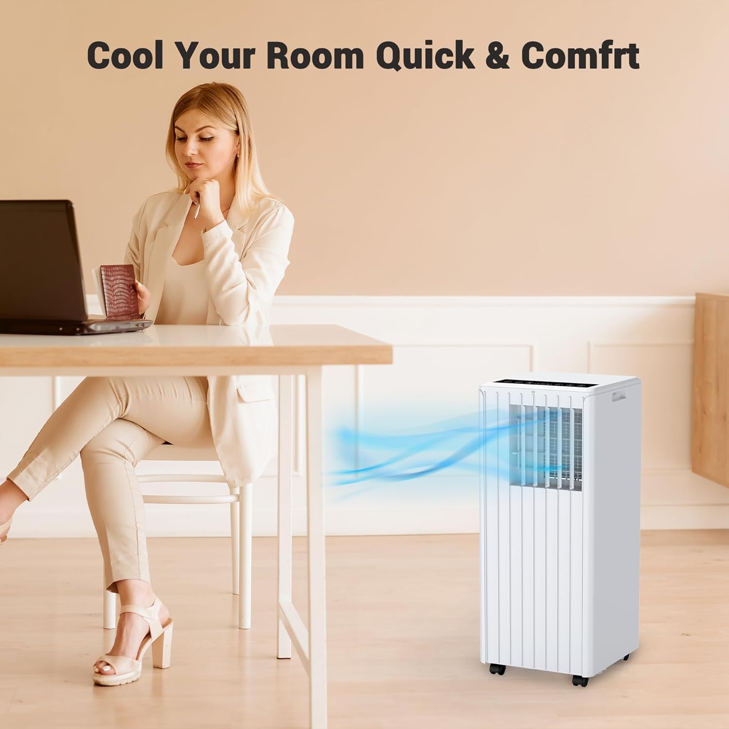 Portable Air Conditioners, 8000 BTU Portable AC Cools up to 350 Sq. Ft., LED Touch Panel, Built-in Dehumidifier, Fan, 3 in 1 Compact Indoor Quite AC Unit for Home Office Dorm RV