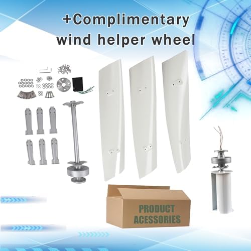 20000W Vertical Wind Turbine Generator Kit with 3-Blade Helix Design & MPPT Controller for Home, Street, Chalet, Boat Lighting - Efficient Renewable Energy Solution (White, 24V)