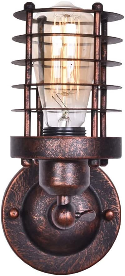 Simple American Country Decor Wall Lantern, Industrial Style Retro Interior Wall Sconce, Creative Single Head Wrought Iron Wall Light, for House Wall Mount E27 Lighting Fixture