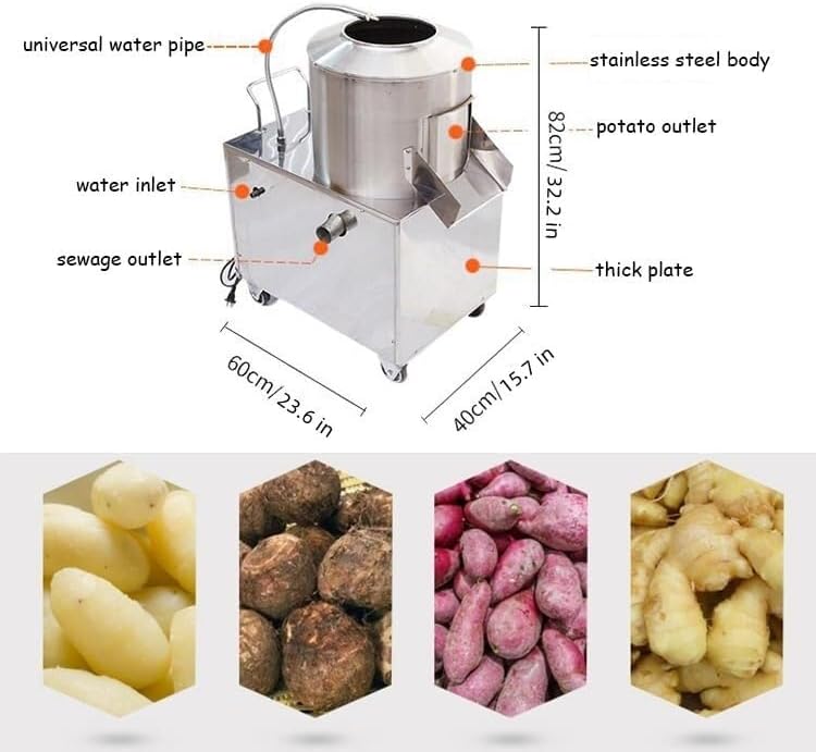 Potato Peeling and Washing Machine, High Power, Efficient Peeling, Suitable for Commercial Kitchens and Food Processing Plants.