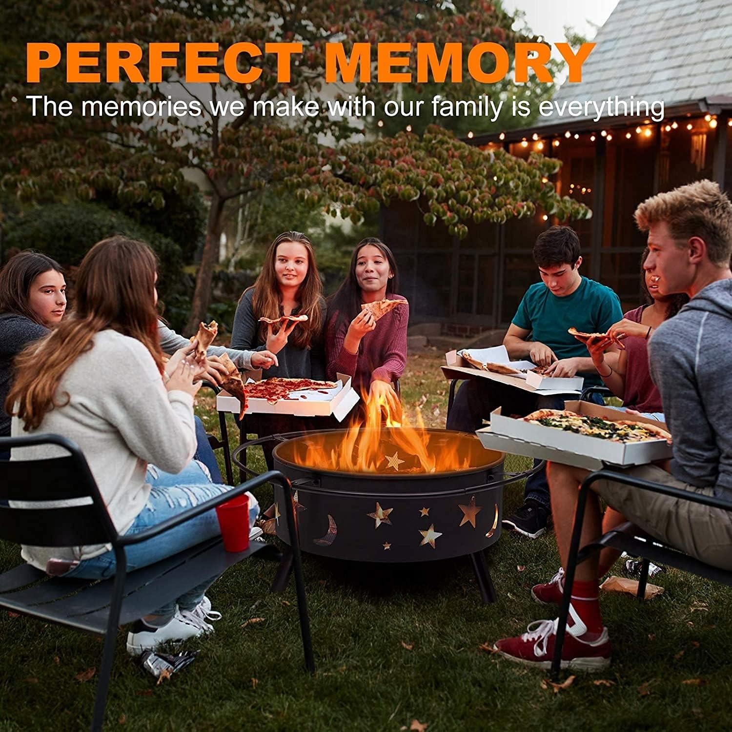 Fire Pits & Bowls, Outdoor Wood Burning Firepit, Portable Firepit w/Screen Cover & Grill Grate, Patio Heater for Garage Backyard Restaurant Garden