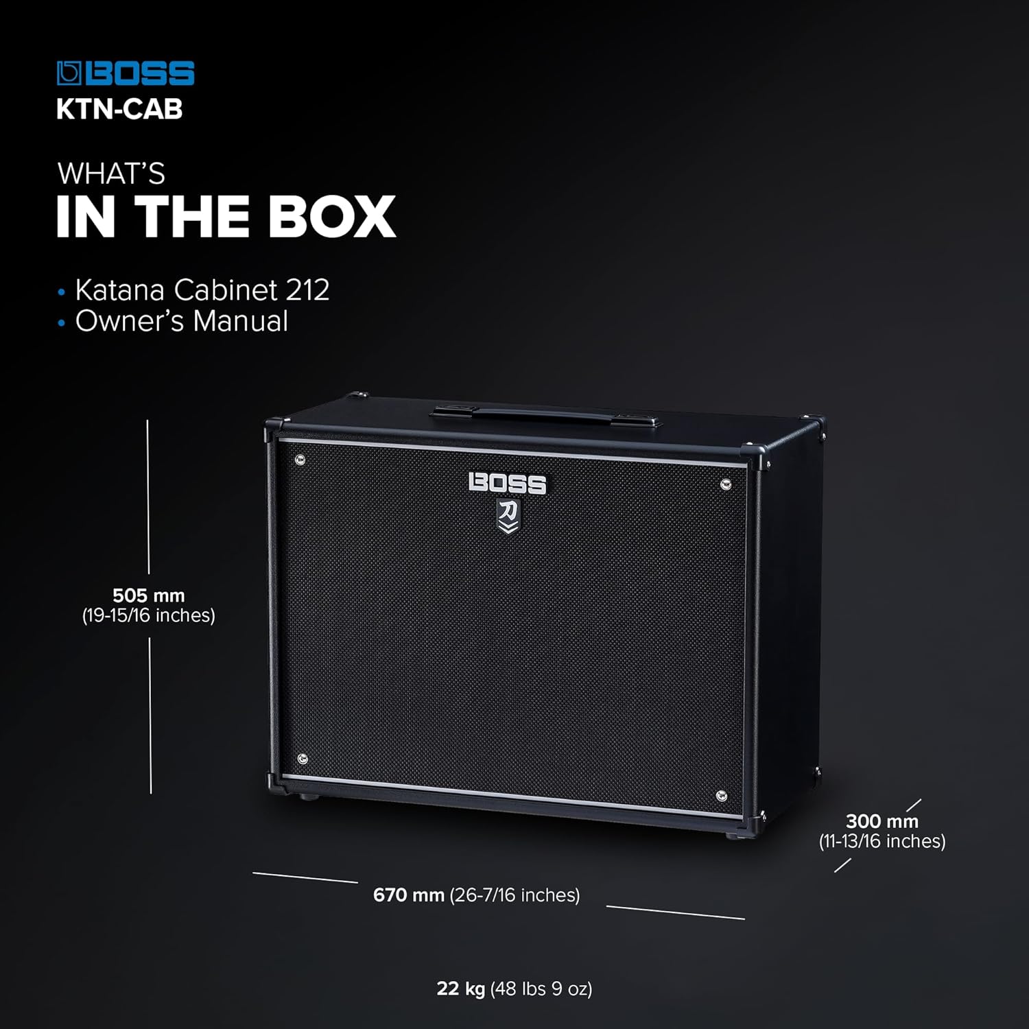 BOSS Katana Cabinet 212 | Speaker Cabinet for the Katana-Head Amplifier | Maximum Tonal Performance & Rugged Durability | Two Custom 12-Inch Speakers | Detachable Back Panel | 150-Watt Power Capacity