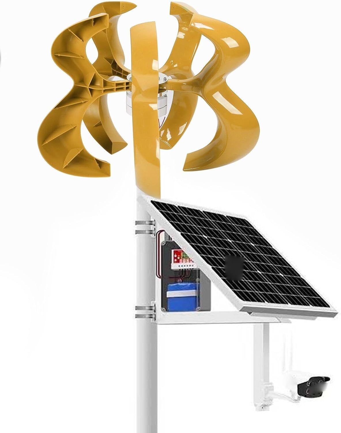 1200W DC12V/24V 5-Blade Wind Turbine Kit with Controller Vertical Axis Wind Turbine Breeze Start Wind-Solar Hybrid Street Light Home Marine Use (Color : Yellow, Size : 24V)