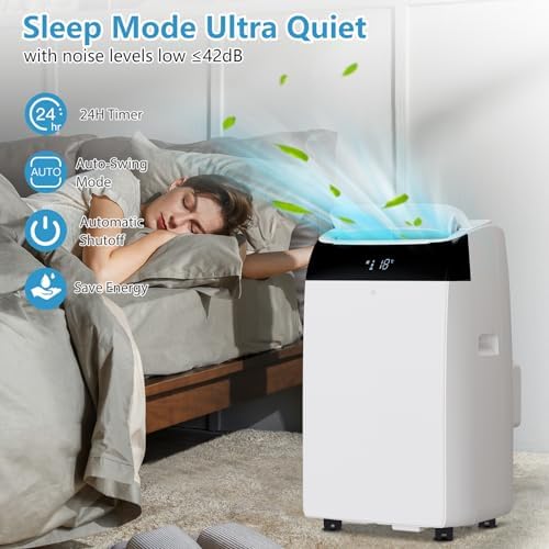 Portable Air Conditioner, 14000 BTU Air Conditioner with Remote Control,Quiet AC Unit with Cool, Dehumidifier & Fan Mode, 24 Hour Timer, Room Cooling Up to 700 sq ft
