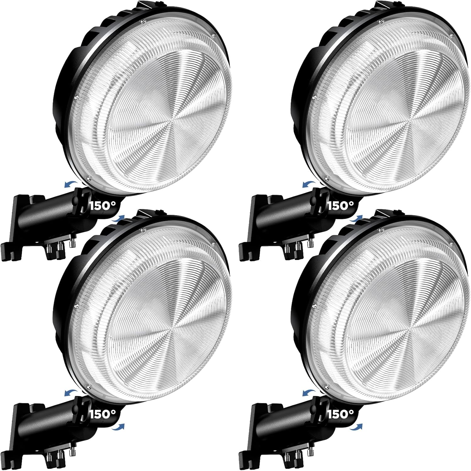4 Pack 150W LED Barn Light, 20000LM Dusk to Dawn Sensor Security Light with 150° Adjustable Angle Photocell, IP66 Waterproof 6500K Daylight Outdoor Lighting for Farmhouse/Yard/Street