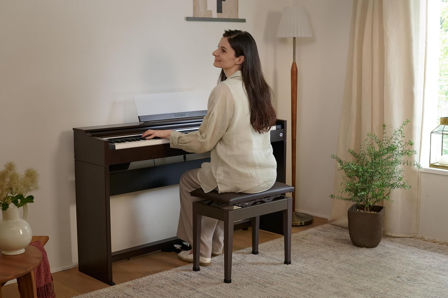 Casio CELVIANO AP-S200 Console Digital Piano, with 88 Weighted Keys, 19 Tones, 40W Speaker System, Bluetooth Audio/MIDI, USB, Rosewood Finish (AP-S200BN)