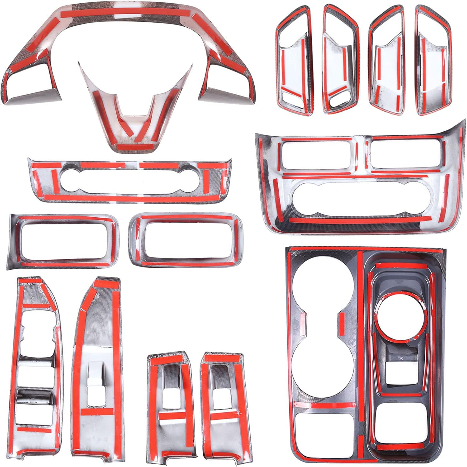 Car 15Pcs Inner Decoration Trim Set Compatible with Ford Maverick 2022-2024 Center Console A/C Volume Switch/ Outlet Vent/Gear Shift/Door Handle/Window Lift/Steering Panel Protector Cover Accessories