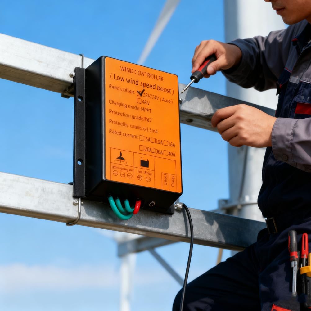 1500W Wind Turbine Charge Controller 12V/24V/48V Auto MPPT Low Wind Speed Boost IP67 Wind Regulator for Wind Power System Battery Charging (Yellow),Yellow,220V