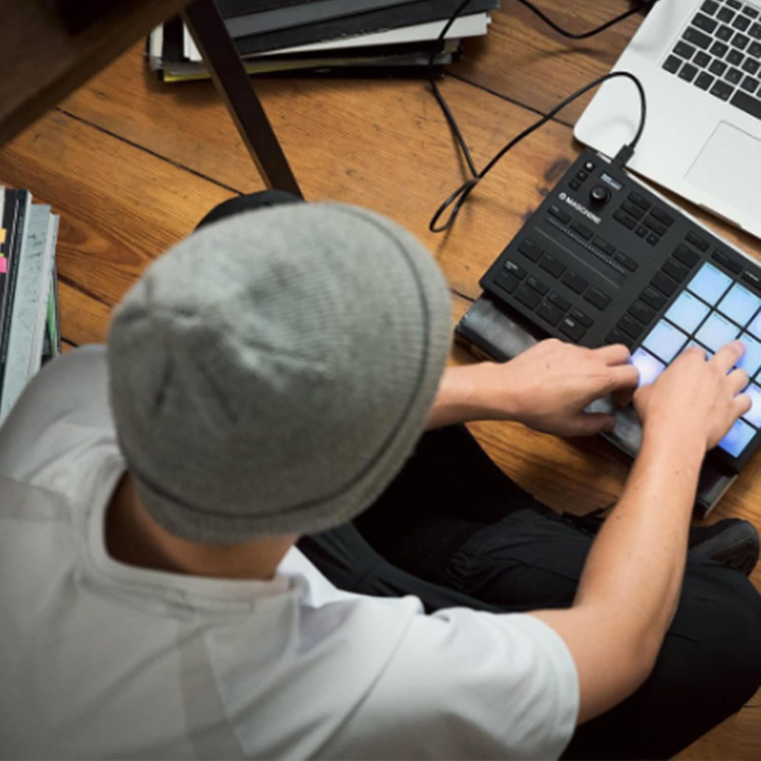 DJ Electronic Drum Machine Pad Controller Multi-Function Equipment with USB Connectivity, Customizable Sounds, 16 Pads, Black